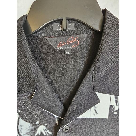 ELVIS PRESLEY Button Up Shirt Men's Size XL , Black‎ and White, Embroidered - Picture 2 of 16